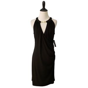 NY&CO Sexy Black Faux Wrap Sleeveless Dress Small NEW